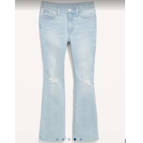 Girls Old Navy High Waisted Ripped Distressed Flare Jeans - Size 16 - Picture 1 of 6